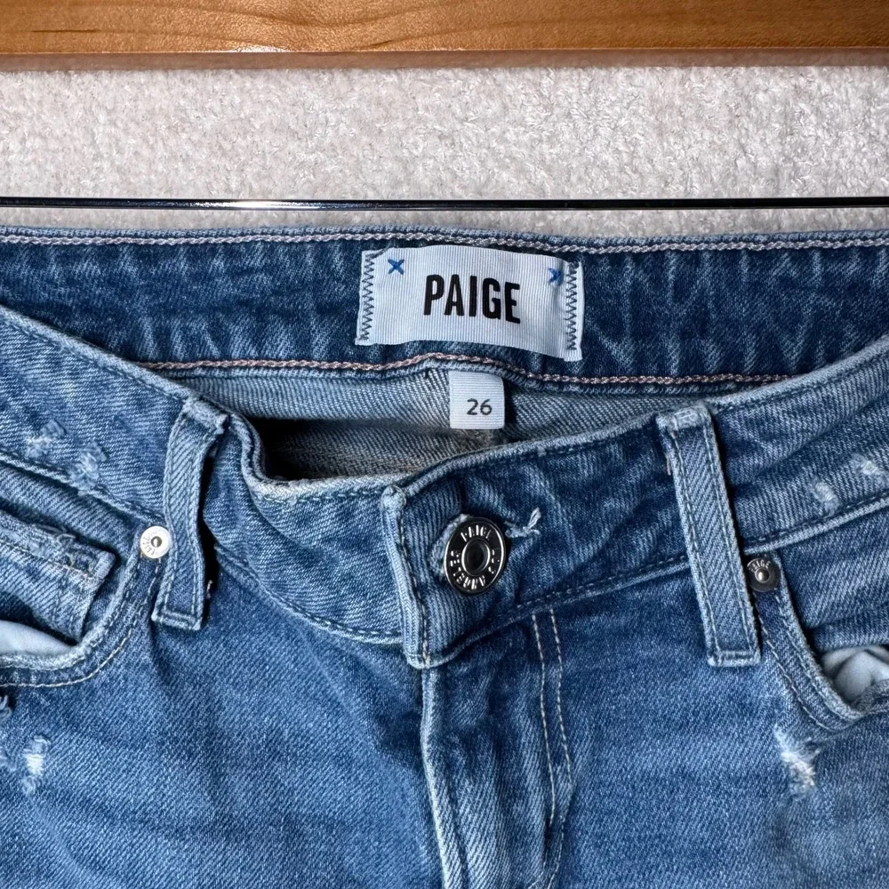 PAIGE Sloane Women's 26 Bootcut Jeans Formation Distressed Medium Wash Stretch